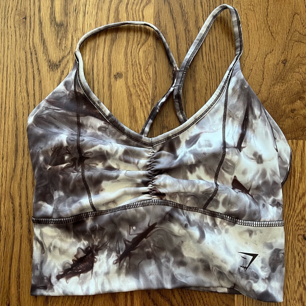 Gymshark Brown and Cream Sports Bra Seamless Tie-Dye